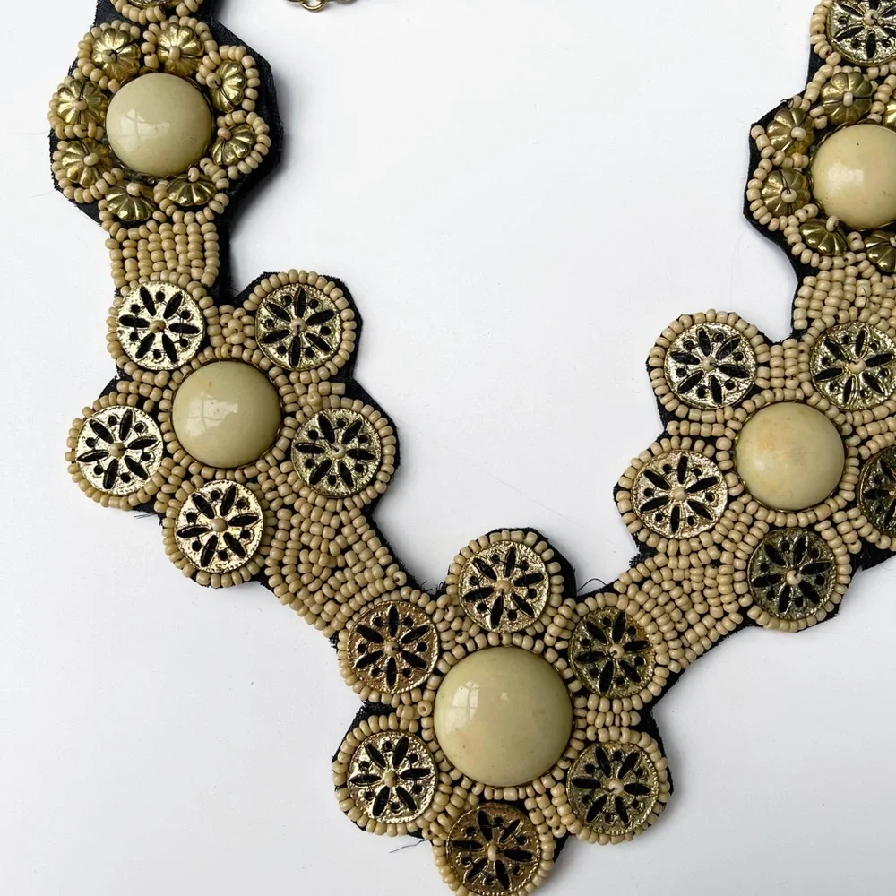 Francesca’s  Vintage Boho Artisan Hippy Beaded,-Copper Flower statement Necklace - Picture 2 of 5